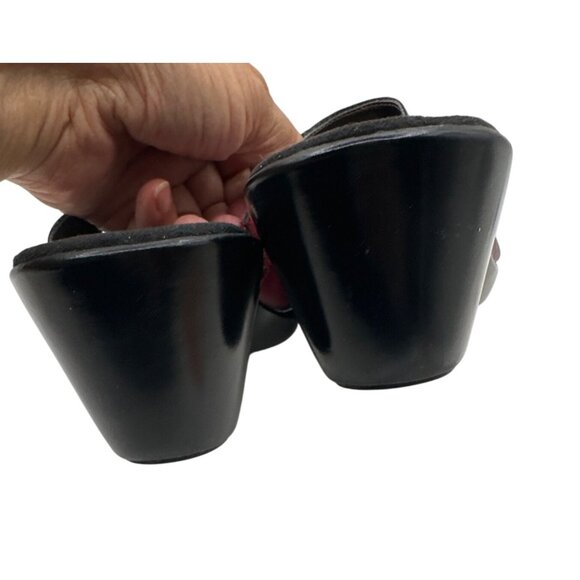 Aerosoles Size 10 Chic Leather Slip-On Casual Stylist Wedge Sandals Red - Picture 6 of 7